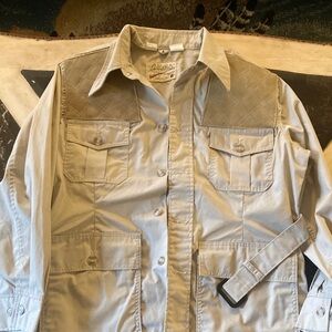 Cabela's Khaki Outdoor Shirt with Quilted Accents